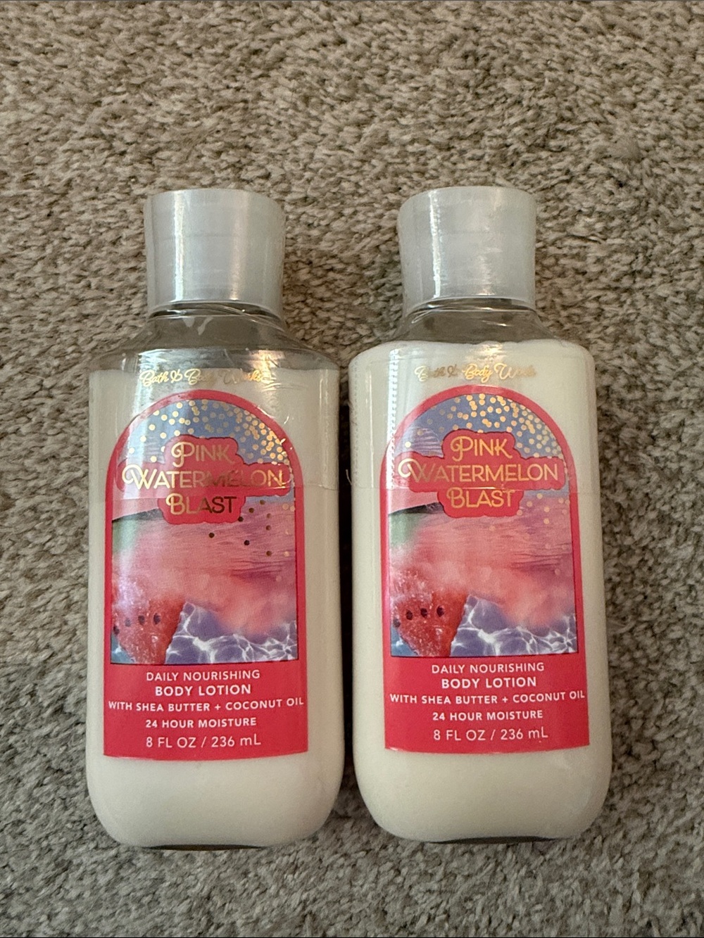 Lot of Bath & Body Works Pink Watermelon Blast Body Lotion - White & Pink